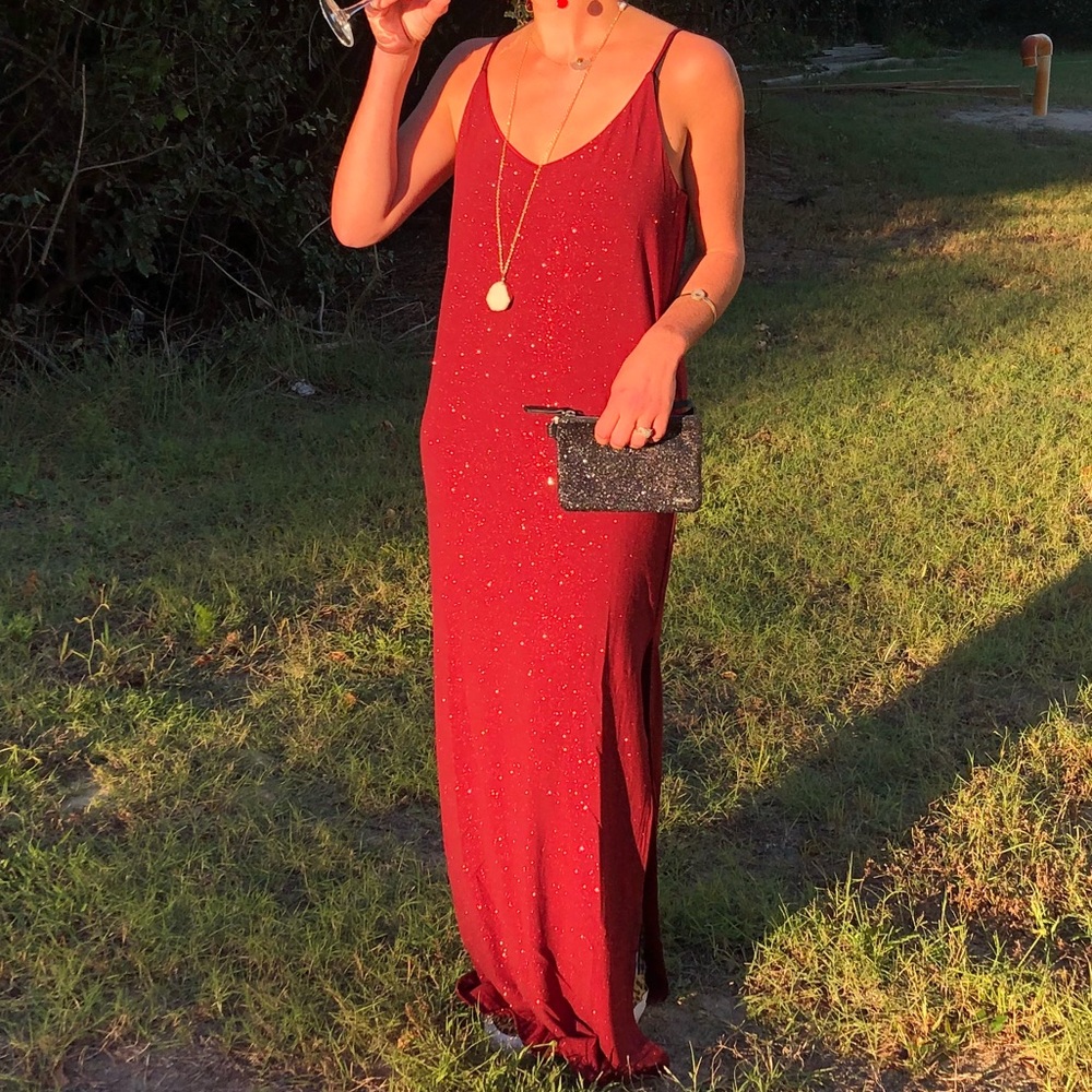 Sparkly Burgundy Maxi Dress